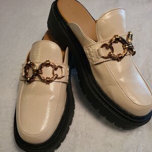 Circus by Sam Edelman Sz 8 Evangeline Vanilla Lug Sole Slip On Mules Loafer EUC